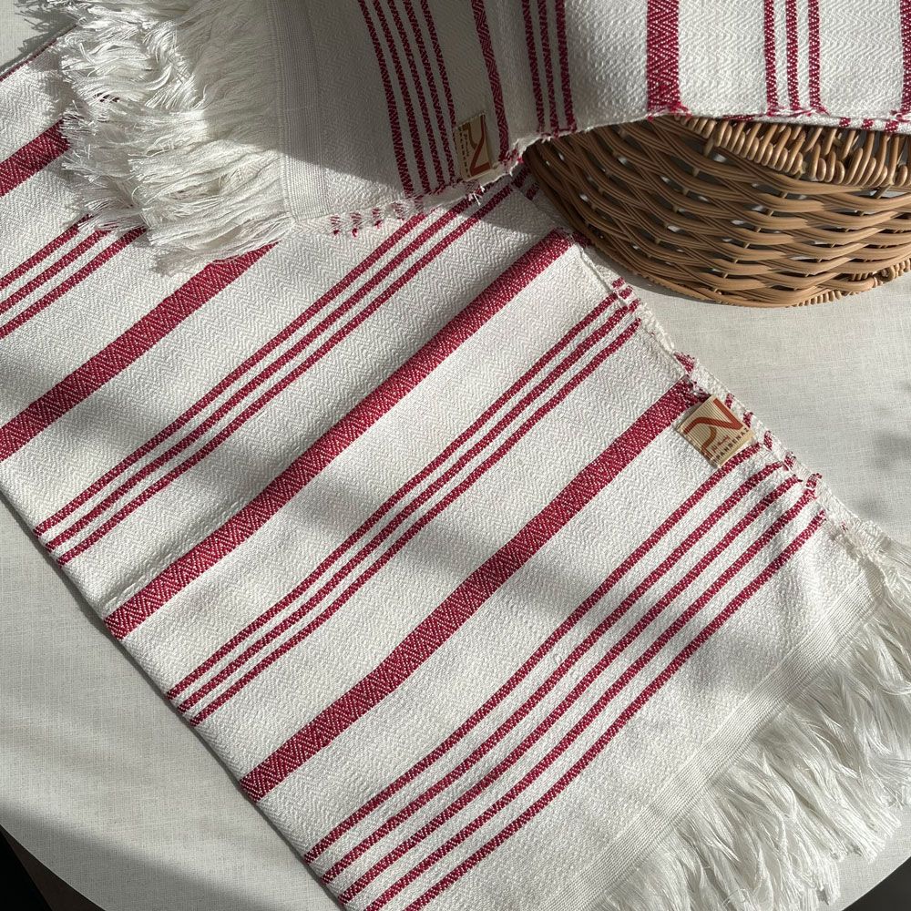 حوله دست و صورت سنتی دست‌بافت نخی پنبه ناز