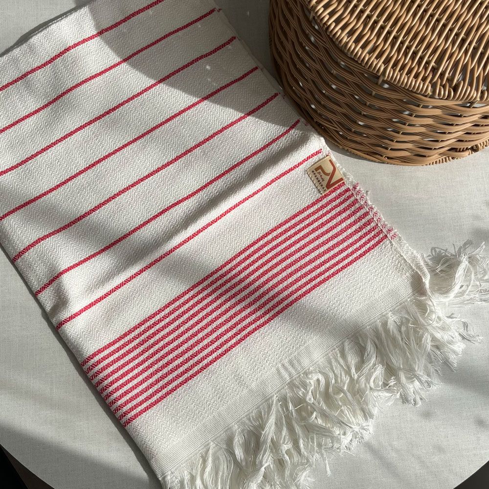 حوله دست و صورت سنتی دست‌بافت نخی پنبه ناز